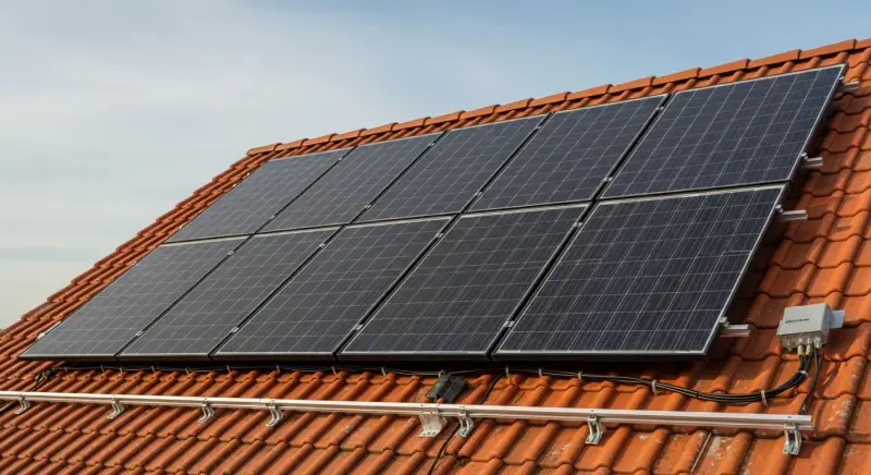 Neu montierte PV-Anlage auf einem Ziegeldach in München